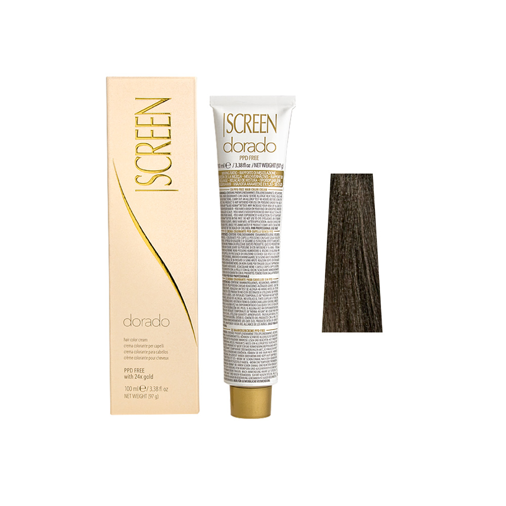 Крем-фарба для волосся перманентна з 24-каратним золотом SCREEN Dorado 6C (6.1) Ash Dark Вlonde, 100 ml - 1